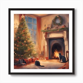 Christmas In The Living Room Art Print