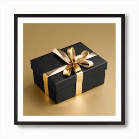 Black Gift Box With Gold Ribbon 4 Art Print