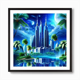 Cityscape At Night Art Print