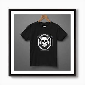 Skull With Headphones Art Print