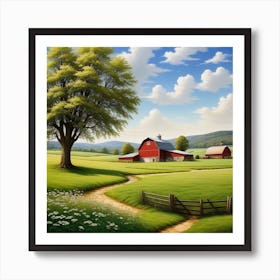 Red Barn In The Countryside 4 Art Print
