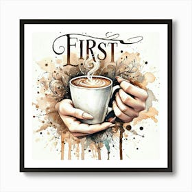 First Coffee 4 Art Print