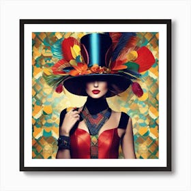 Woman In A Top Hat Art Print