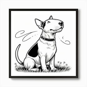 Line Art bull terrier dog 3 Art Print