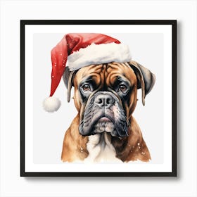 Boxer Dog With Santa Hat 9 Art Print