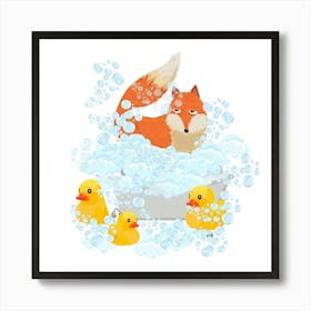 Fox enjoying bath time Art Print