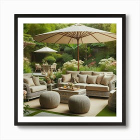 Wicker Furniture In The Garden Art Print