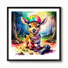 Deer In The Woods 99 Art Print