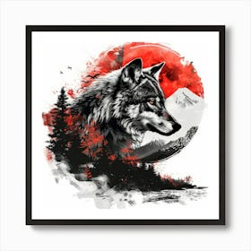 Wolf In The Moonlight 1 Art Print