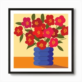 Red Flowers In A Vase Art Print