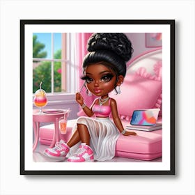 Black Girl In Pink Art Print