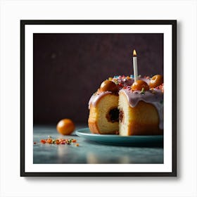 Donut With A Candle Art Print