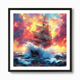 Ship At Sea 1 Art Print