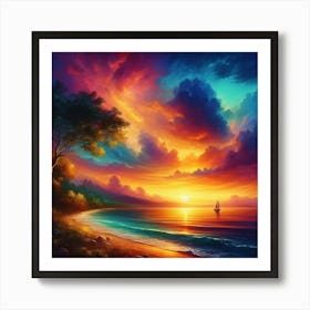 Sunset On The Beach 3 Art Print