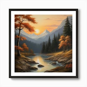 Sunset By The River Art Print