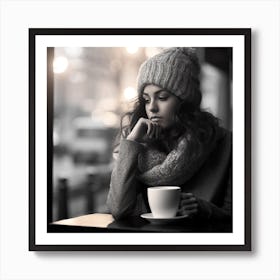 Girl With A Cup Of Coffee 2 Art Print