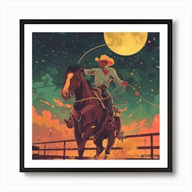 Cowboy On Horseback Art Print