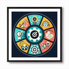 Circle With Gears And Icons Art Print