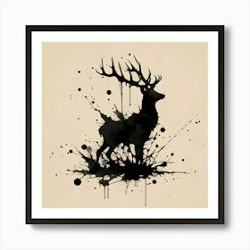 Deer Splatter Painting 1 Art Print