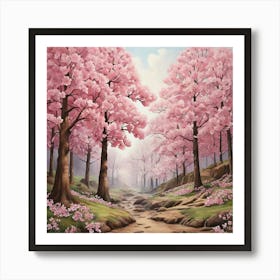 Cherry Blossoms In The Forest Art Print Art Print