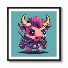 Cute Bull With Horns Art Print