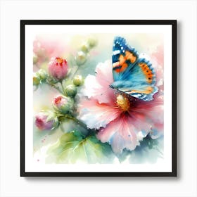 Butterfly On A Flower 5 Art Print