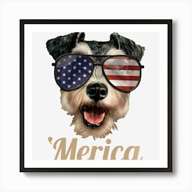 Limited Edition Merica Miniature Schnauzer Dog Lover Men Women Art Print