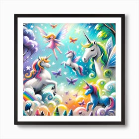 Super Kids Creativity:Rainbow Unicorns Art Print