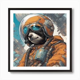 A Badass Anthropomorphic Fighter Pilot Sloth, Extremely Low Angle, Atompunk, 50s Fashion Style, Intr (2) Art Print