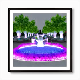 Fountain In The Park 2 Art Print