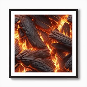 Fire Burning Logs 1 Art Print
