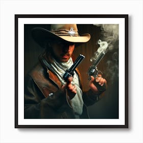 Cowboy With Guns Art Print