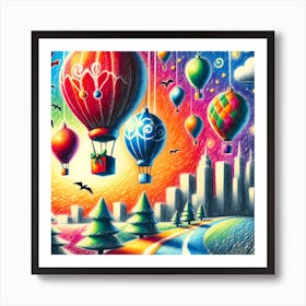 Super Kids Creativity:Colorful Hot Air Balloons Art Print