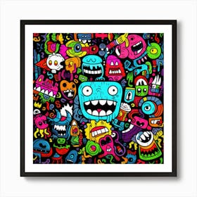 Doodle Monsters 1 Art Print