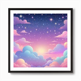 Sky With Twinkling Stars In Pastel Colors Square Composition 311 Art Print