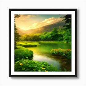 Sunrise In The Forest Art Print