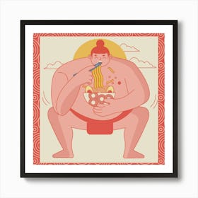 Sumo Eating Ramen Art Print