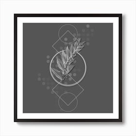 Vintage Angular Solomon's Seal Botanical with Line Motif and Dot Pattern in Ghost Gray n.0304 Art Print