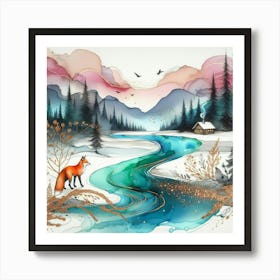 Winter Fox Art Print