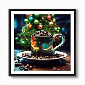 Christmas Tree In Coffee Cup Art Print