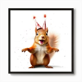 Birthday Squirrel Art Print