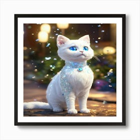 White Cat With Blue Eyes Art Print