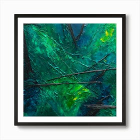 Abstract Painting, Impressionist Painting, Acrylic Color, Green and Blue Color Art Print