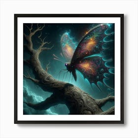 Butterfly On A Tree Art Print