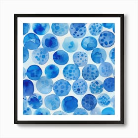 Blue Watercolor Dots Art Print