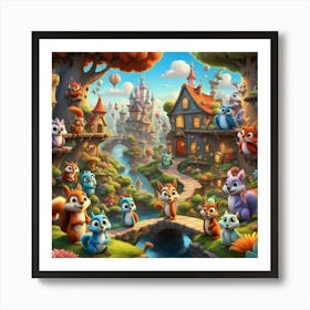 Squirrels In The Forest Art Print