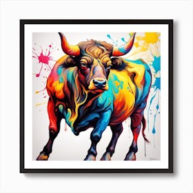 Taurus Bull Paint Splash Art Print