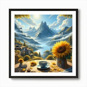 Sunflowers On A Table Art Print