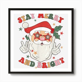 Merry And Bright Retro Christmas Santa Group Family Matching Art Print