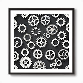 Gears On A Black Background 19 Art Print